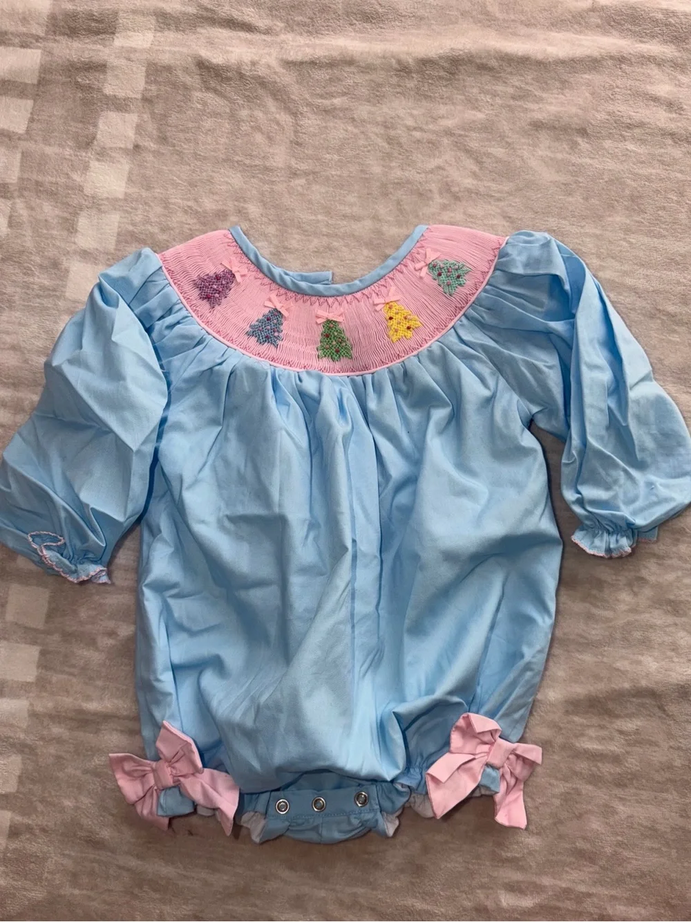 Smocked Christmas bubble (worn once)